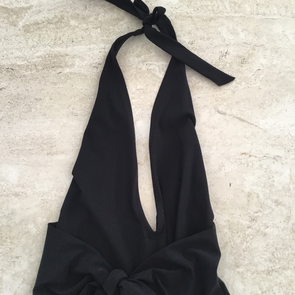 Tory Burch Solid Tie One-Piece Plunging Halter Swimsuit - Size Small - Picture 8 of 13